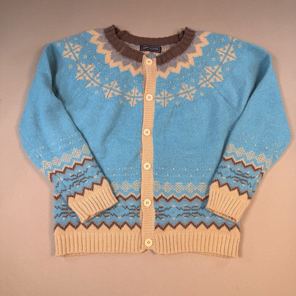 Sinransinya Western Cardigan Womens L Full Zip Shawl Collar Aztec Boho Cozy